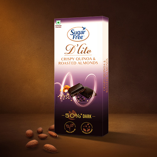 Sugar Free D'lites Dark Crispy quinoa and Roasted Almonds Chocolate Sugar Free D'lites Dark Crispy quinoa and Roasted Almonds Chocolate